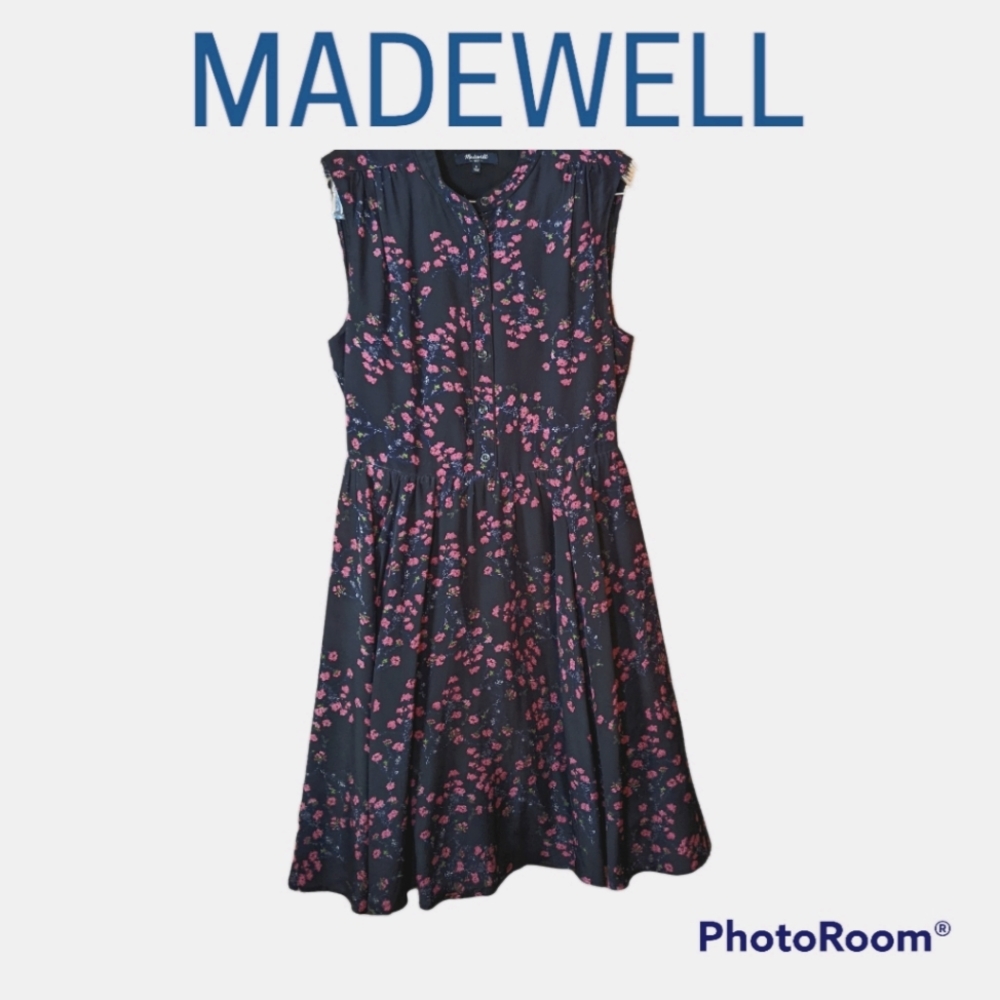 MADEWELL "Night Orchid" Silk Midi Dress, Size 6